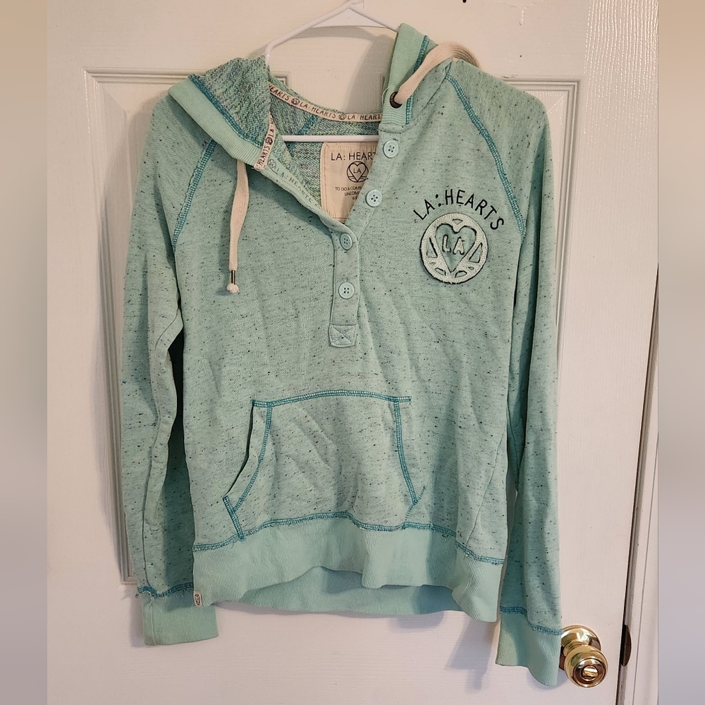 Teal PacSun Hoodie with button collar